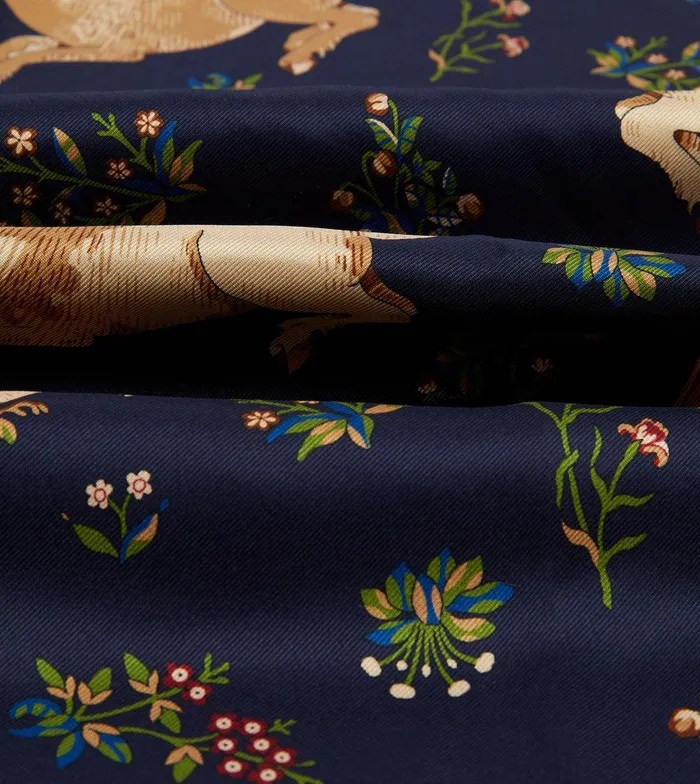 Drake039s Navy Unicorn Print Tubular Silk Tasselled Scarf 8211 Accessories