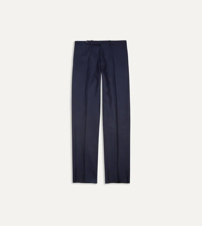 Drake039s Navy Wool Flannel Flat Front Trousers 8211 Clothing