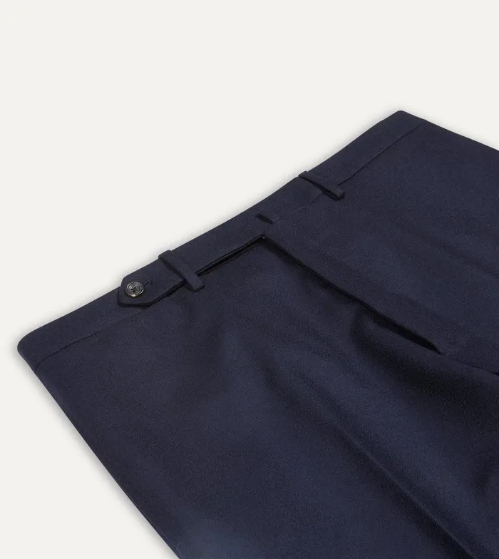 Drake039s Navy Wool Flannel Flat Front Trousers 8211 Clothing