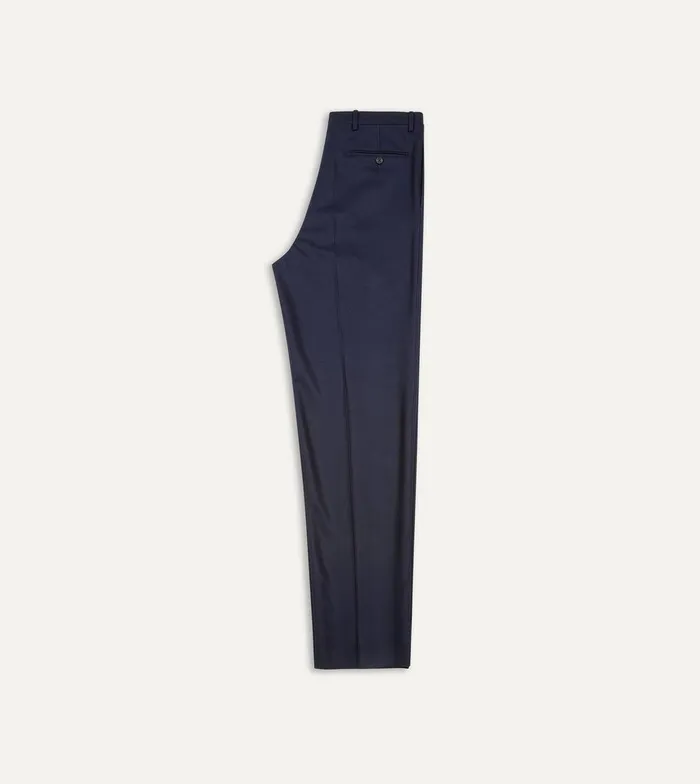 Drake039s Navy Wool Flannel Flat Front Trousers 8211 Clothing