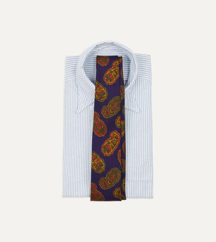 Drake039s Purple Large Paisley Print Silk Self Tipped Tie 8211 Ties