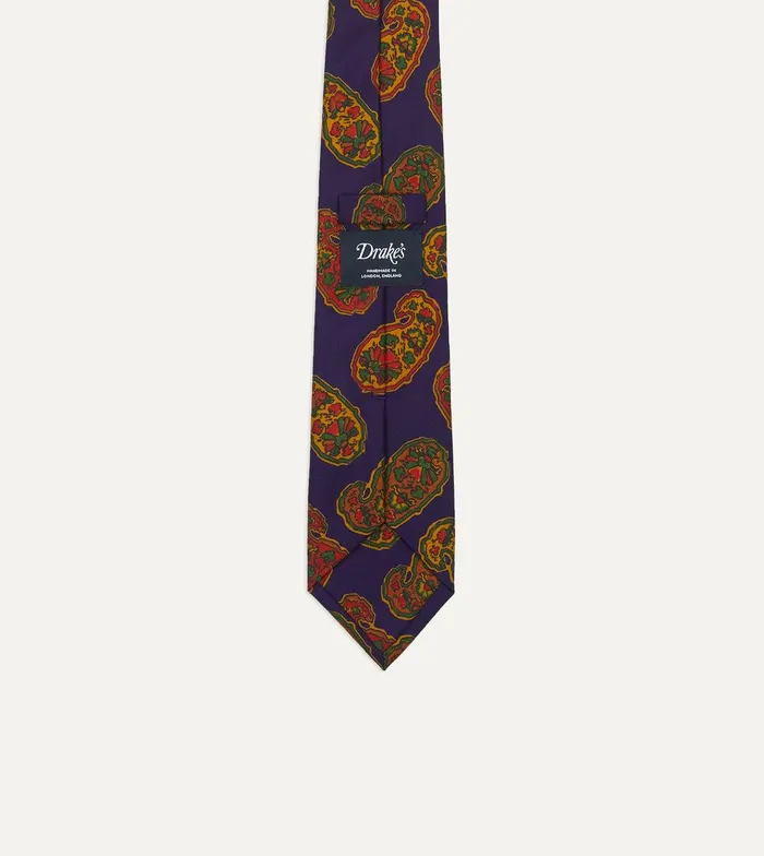 Drake039s Purple Large Paisley Print Silk Self Tipped Tie 8211 Ties