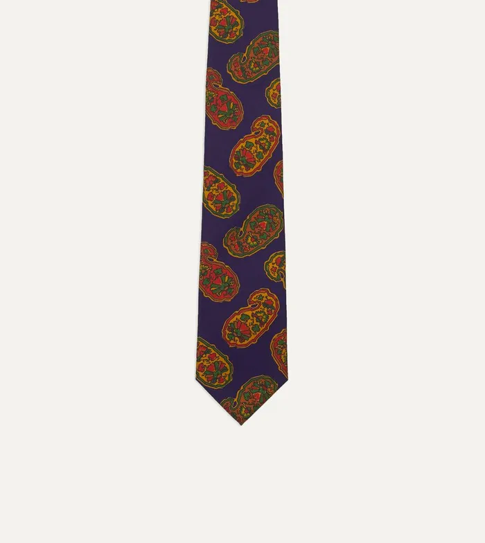 Drake039s Purple Large Paisley Print Silk Self Tipped Tie 8211 Ties