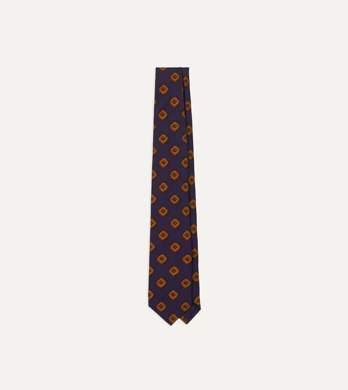 Drake039s Purple Tile Print 36oz Madder Silk Self Tipped Tie 8211 Ties
