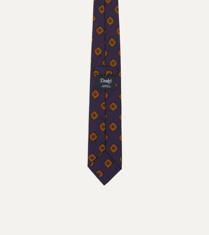 Drake039s Purple Tile Print 36oz Madder Silk Self Tipped Tie 8211 Ties
