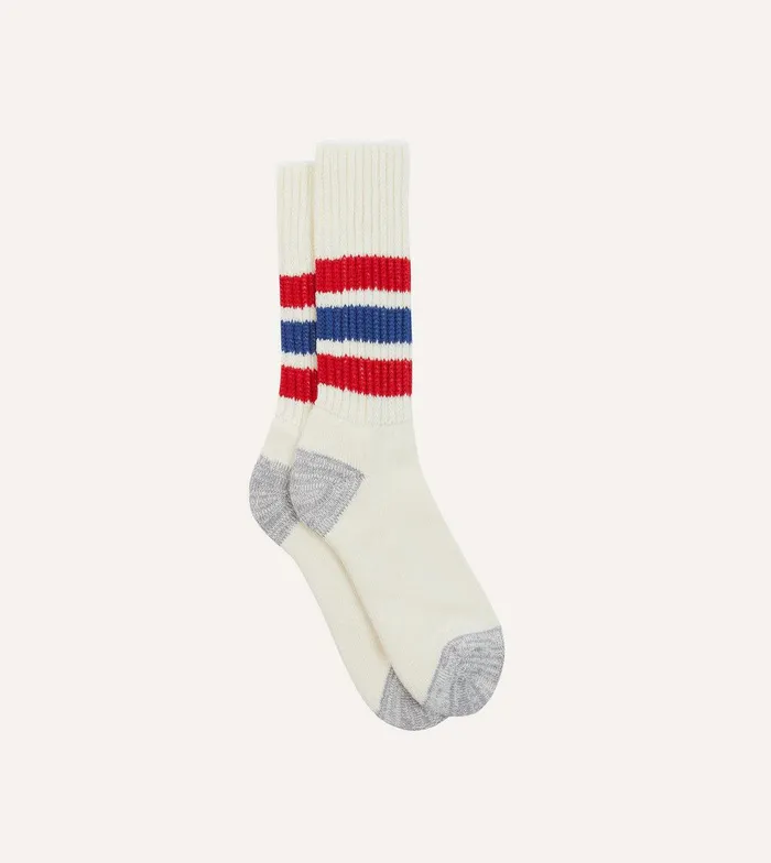 Drake039s RoToTo Red And Blue Cotton Crew Socks 8211 Accessories
