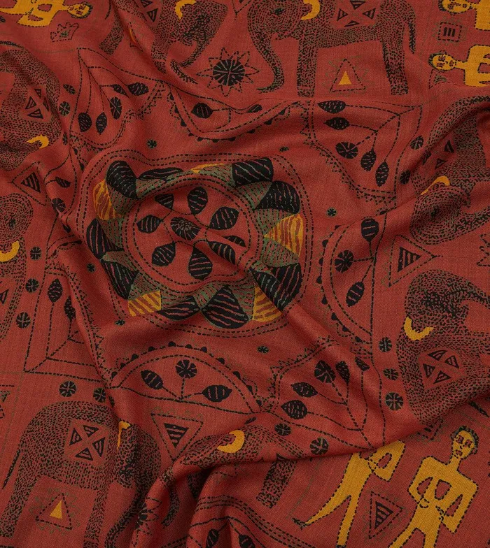 Drake039s Rust Elephant Print WoolSilk Scarf 8211 Accessories