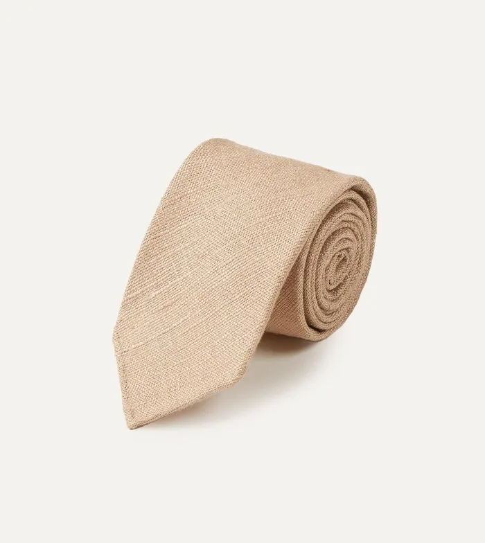 Drake039s Sand Tussah Hand Rolled Silk Tie 8211 Ties