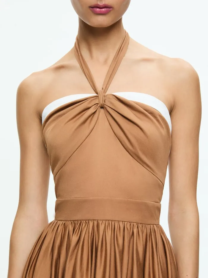 Dresses Women Alice Olivia Beatrix Sweetheart Tie Neck Dress Tanvanilla