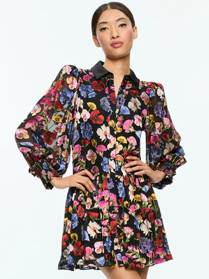 Dresses Women Alice Olivia Bertha Mini Shirt Dress Timeless Blossom