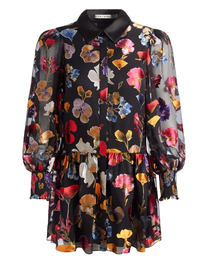 Dresses Women Alice Olivia Bertha Mini Shirt Dress Timeless Blossom