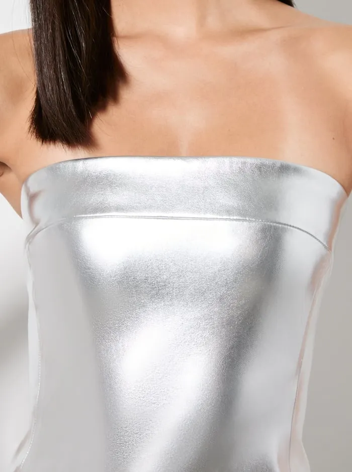 Dresses Women Alice Olivia Kelly Vegan Midi Dress Silver