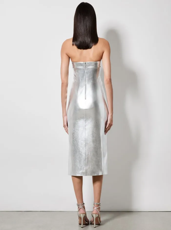 Dresses Women Alice Olivia Kelly Vegan Midi Dress Silver