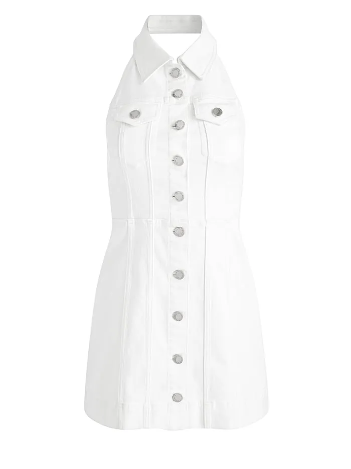 Dresses Women Alice Olivia Kendall Denim Mini Dress Off White