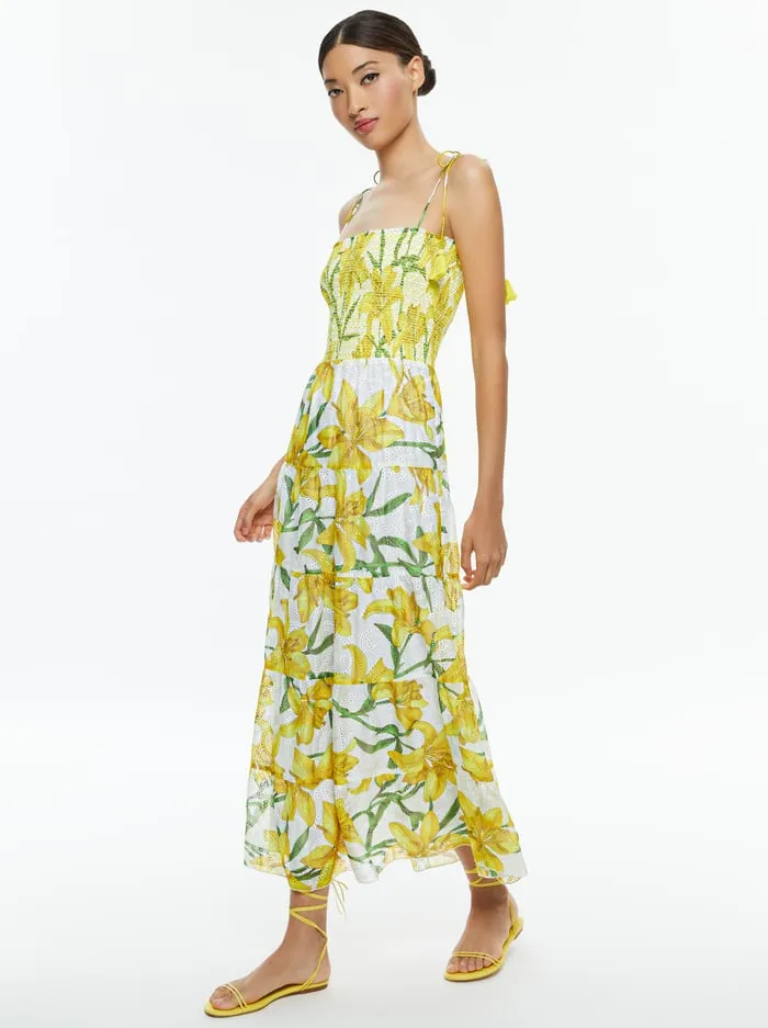 Dresses Women Alice Olivia Marna Tiered Midi Tie Strap Dress Stargazer Multi Lg