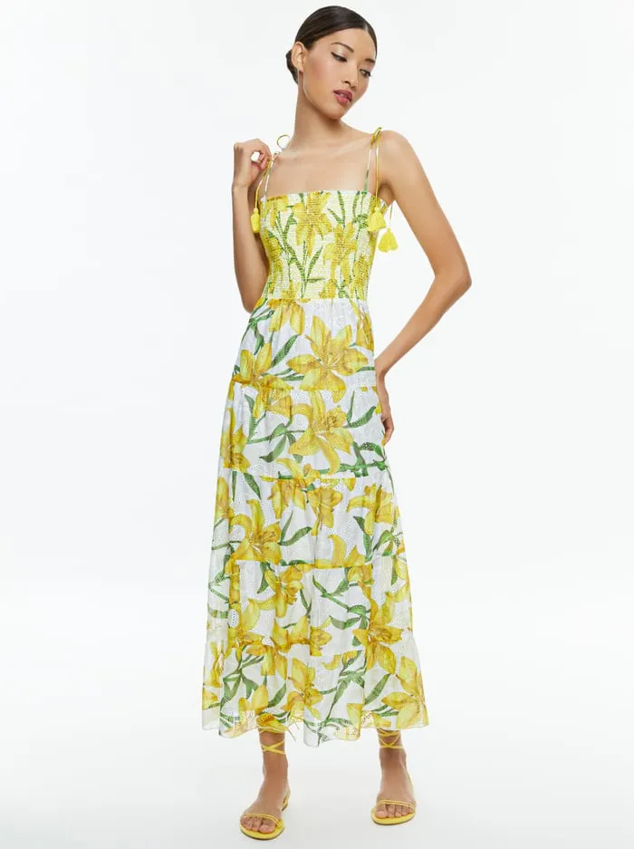 Dresses Women Alice Olivia Marna Tiered Midi Tie Strap Dress Stargazer Multi Lg