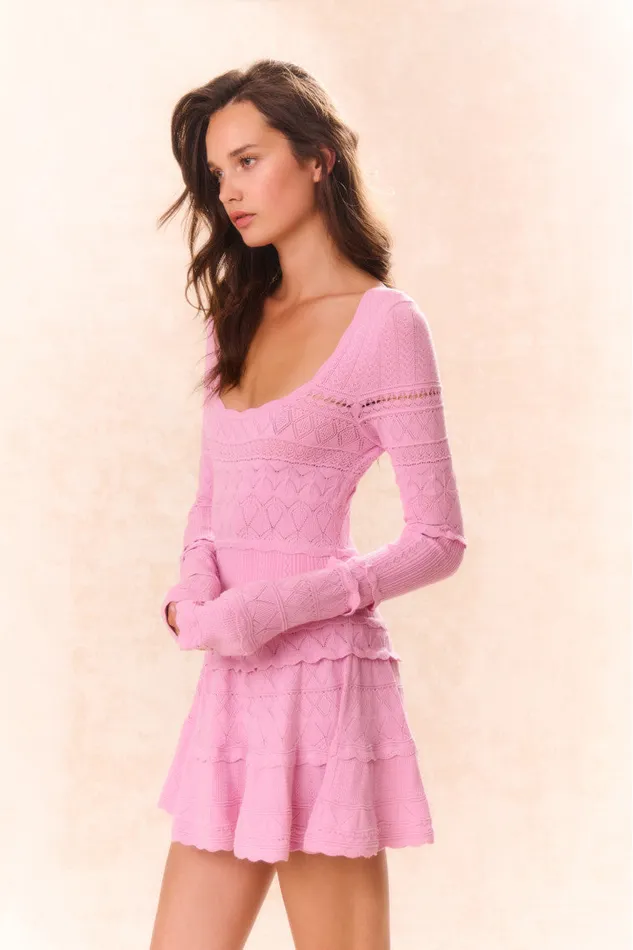 Dresses Women LoveShackFancy Lavender Pointelle Knit Mini Dress Rose Clay