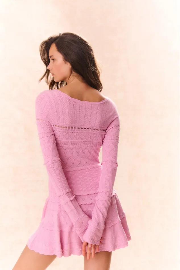 Dresses Women LoveShackFancy Lavender Pointelle Knit Mini Dress Rose Clay