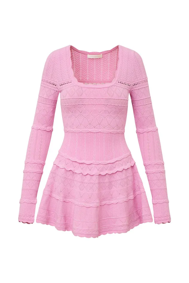 Dresses Women LoveShackFancy Lavender Pointelle Knit Mini Dress Rose Clay