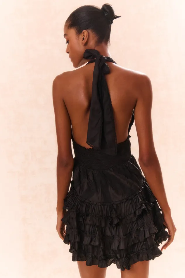 Dresses Women LoveShackFancy Quintelle Ruffle Halter Mini Dress Black