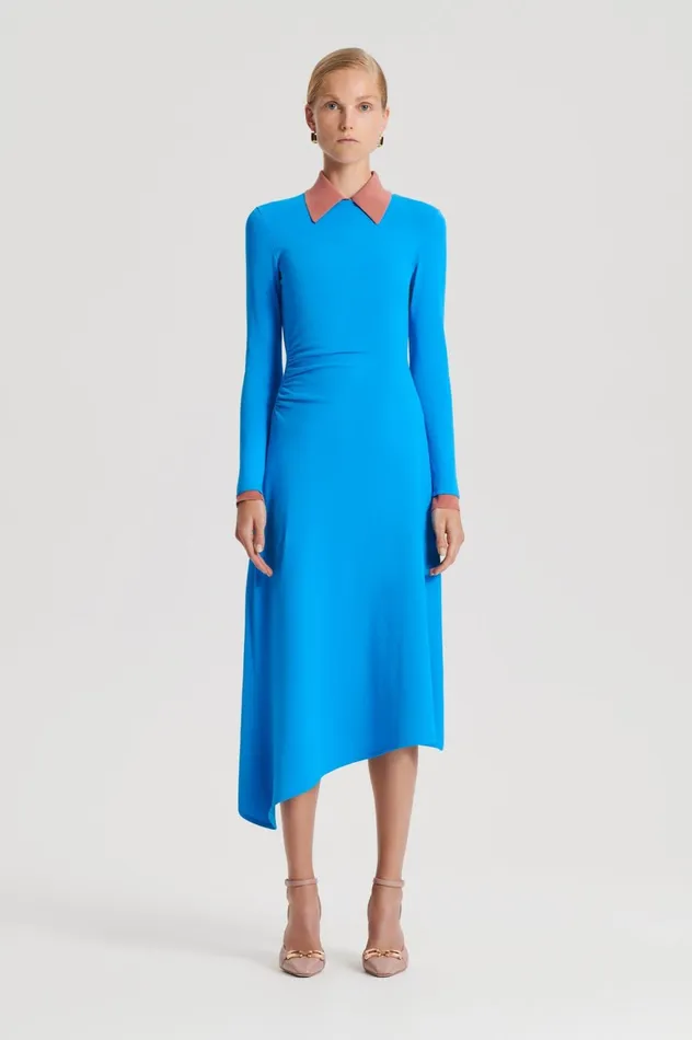 Dresses Women Scanlan Theodore CREPE KNIT DRAPE GATHER DRESS Sapphire