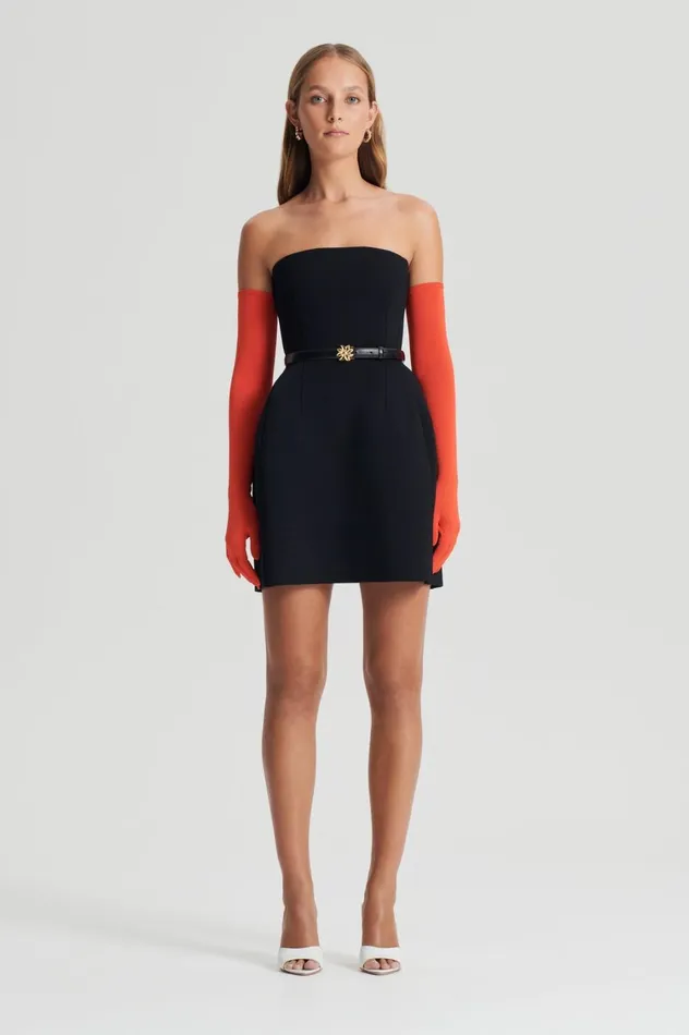 Dresses Women Scanlan Theodore CREPE KNIT PEPLUM STRAPLESS DRESS Black