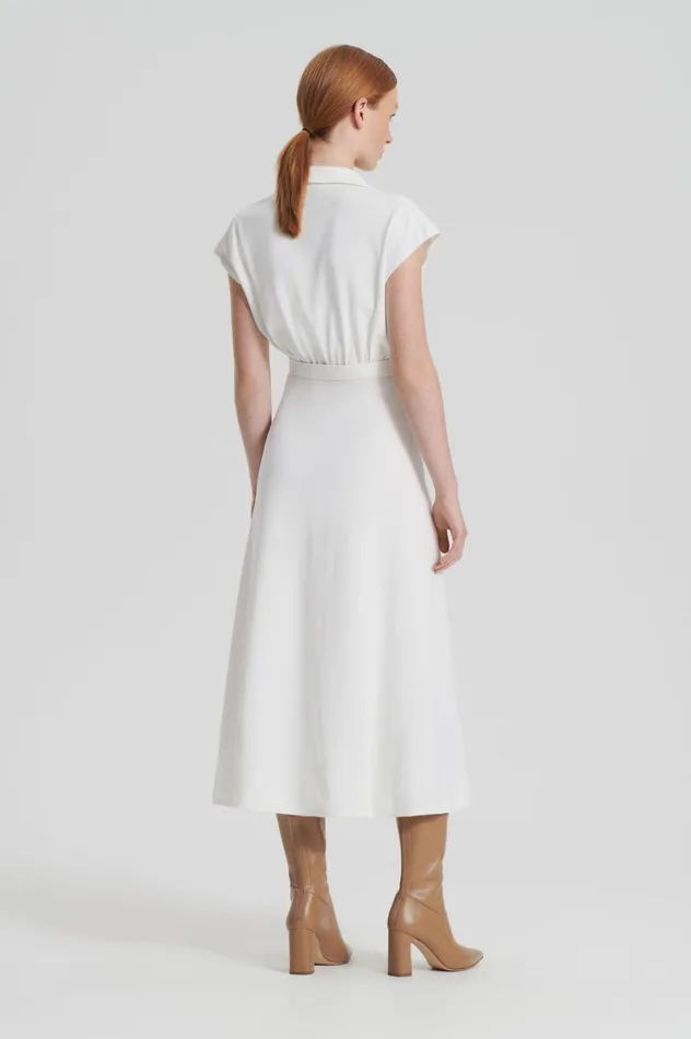 Dresses Women Scanlan Theodore CREPE KNIT SHIRT DRESS Cream