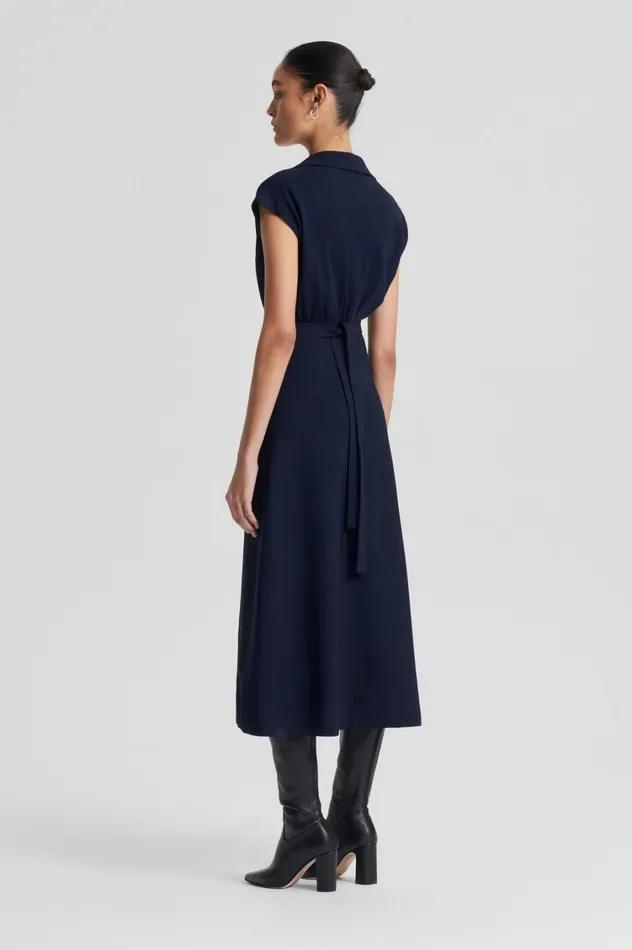 Dresses Women Scanlan Theodore CREPE KNIT SHIRT DRESS Navy