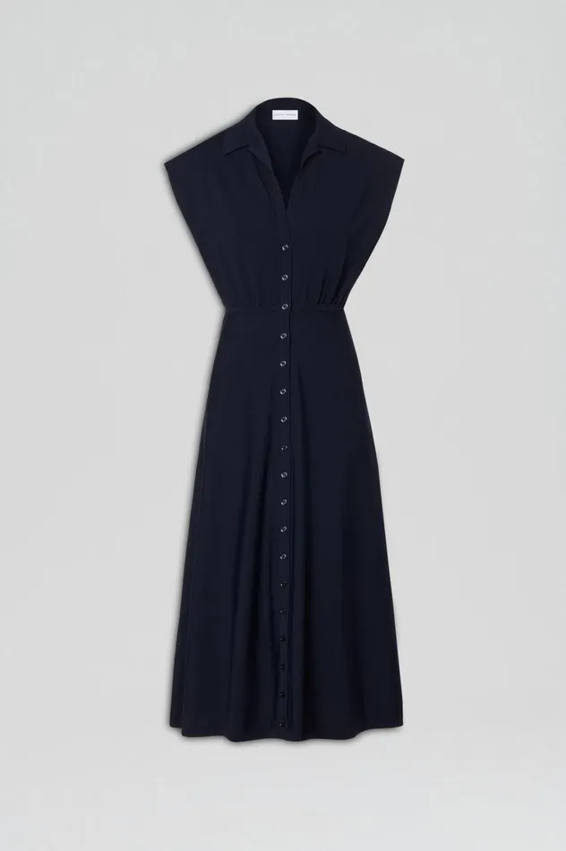 Dresses Women Scanlan Theodore CREPE KNIT SHIRT DRESS Navy