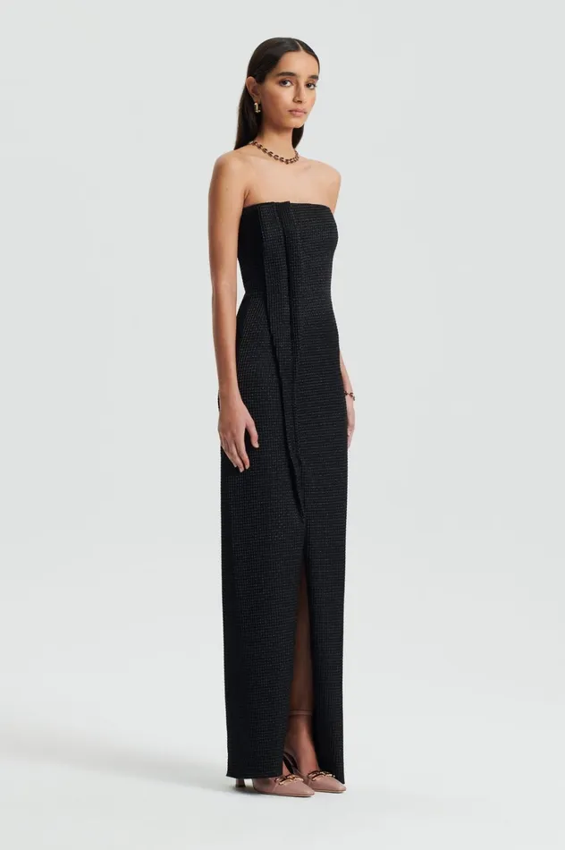 Dresses Women Scanlan Theodore TINSEL GINGHAM GOWN Black Dresses Women Scanlan Theodore TINSEL GINGHAM GOWN Black