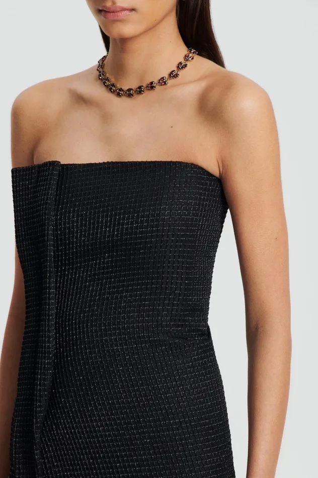Dresses Women Scanlan Theodore TINSEL GINGHAM GOWN Black Dresses Women Scanlan Theodore TINSEL GINGHAM GOWN Black