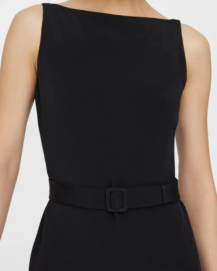 Dresses Women Theory Belted Sheath Dress In Viscose Black Dresses Women Theory Belted Sheath Dress In Viscose Black