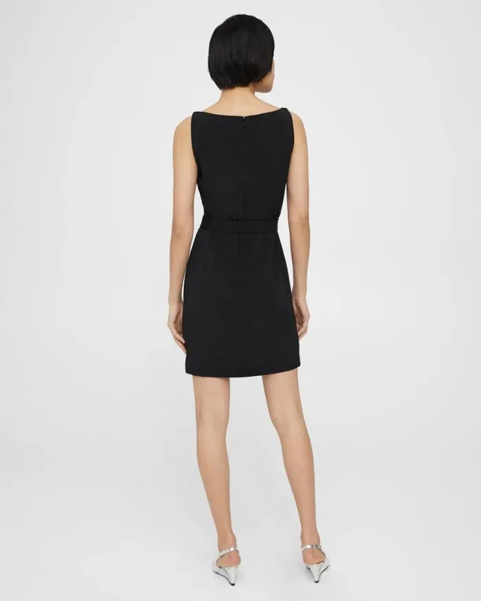 Dresses Women Theory Belted Sheath Dress In Viscose Black Dresses Women Theory Belted Sheath Dress In Viscose Black