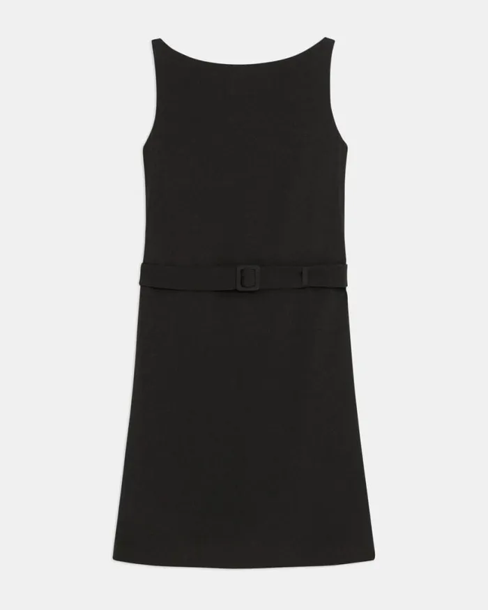 Dresses Women Theory Belted Sheath Dress In Viscose Black Dresses Women Theory Belted Sheath Dress In Viscose Black