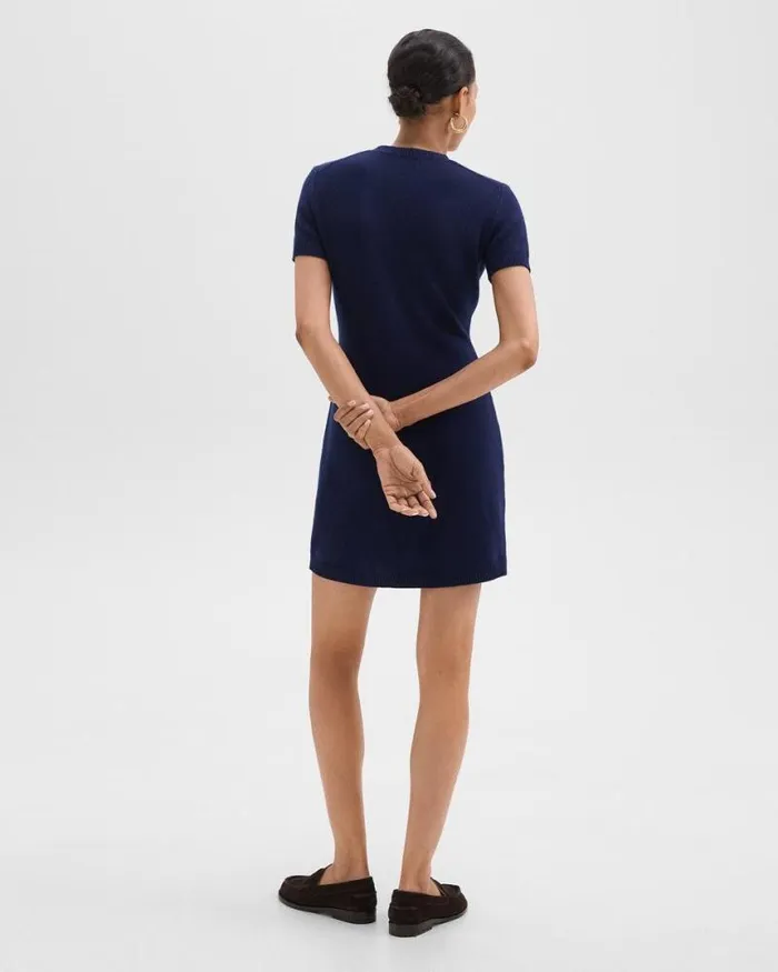 Dresses Women Theory Mini Sweater Dress In Felted WoolCashmere Dark Denim