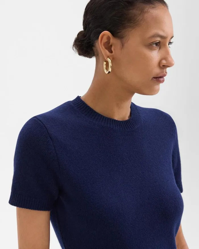 Dresses Women Theory Mini Sweater Dress In Felted WoolCashmere Dark Denim