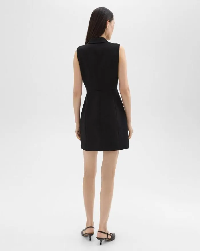 Dresses Women Theory Peak Lapel Mini Dress In Admiral Crepe Black