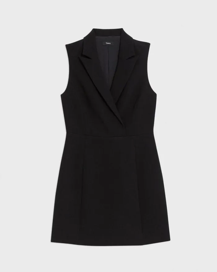 Dresses Women Theory Peak Lapel Mini Dress In Admiral Crepe Black