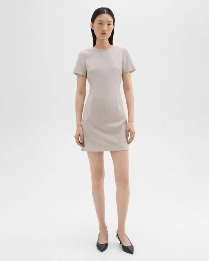 Dresses Women Theory Sheath Dress In Good Wool Sand Melange