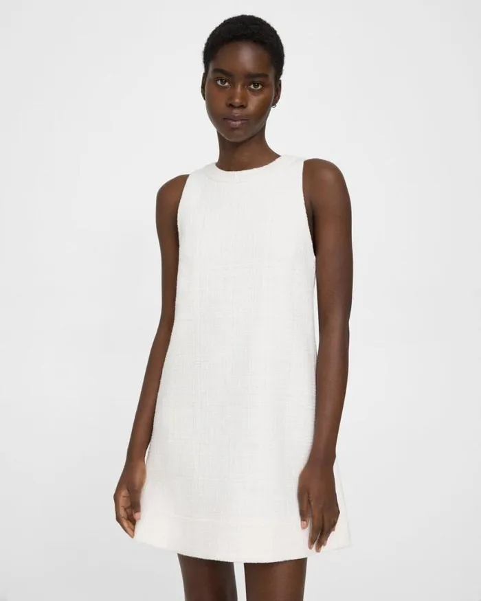 Dresses Women Theory Shift Dress In Cotton Tweed White