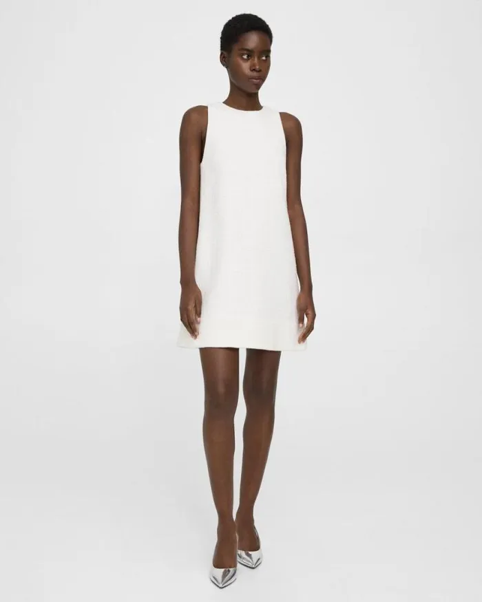 Dresses Women Theory Shift Dress In Cotton Tweed White Dresses Women Theory Shift Dress In Cotton Tweed White