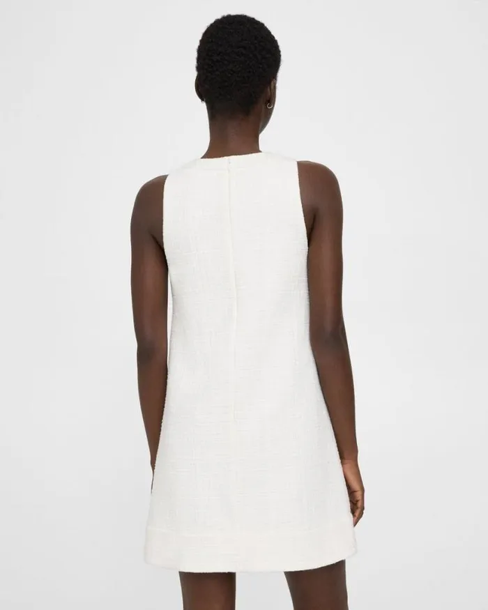 Dresses Women Theory Shift Dress In Cotton Tweed White Dresses Women Theory Shift Dress In Cotton Tweed White
