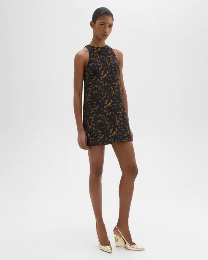 Dresses Women Theory Shift Dress In Tortoiseshell Printed Crepe Dark Brown Multi Dresses Women Theory Shift Dress In Tortoiseshell Printed Crepe Dark Brown Multi