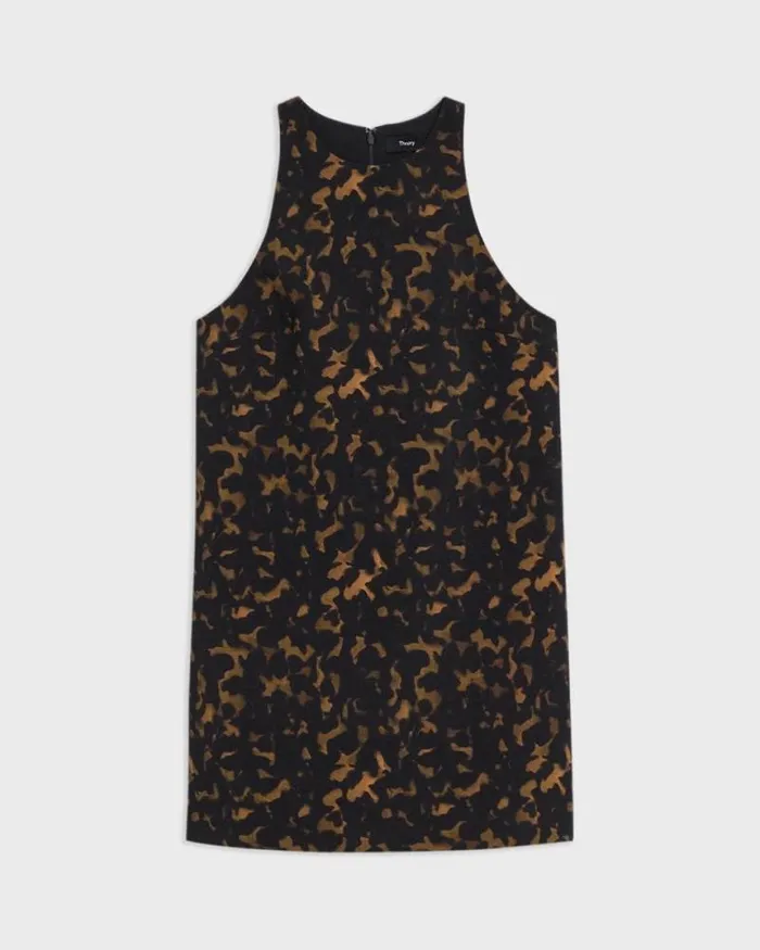 Dresses Women Theory Shift Dress In Tortoiseshell Printed Crepe Dark Brown Multi Dresses Women Theory Shift Dress In Tortoiseshell Printed Crepe Dark Brown Multi