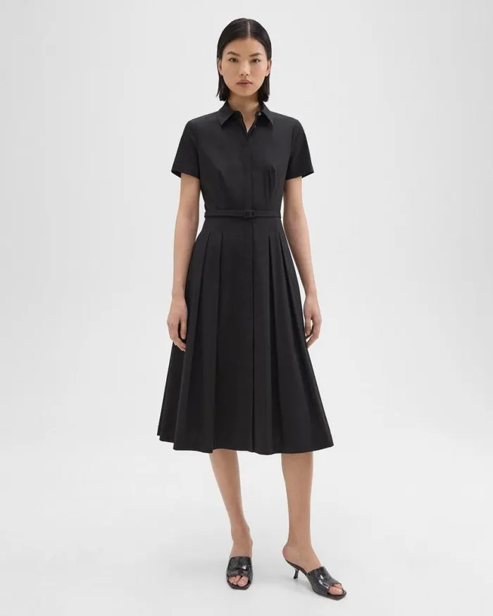 Dresses Women Theory ShortSleeve Shirt Dress In Good Cotton Black