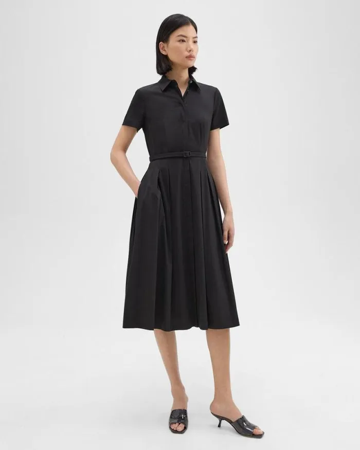Dresses Women Theory ShortSleeve Shirt Dress In Good Cotton Black