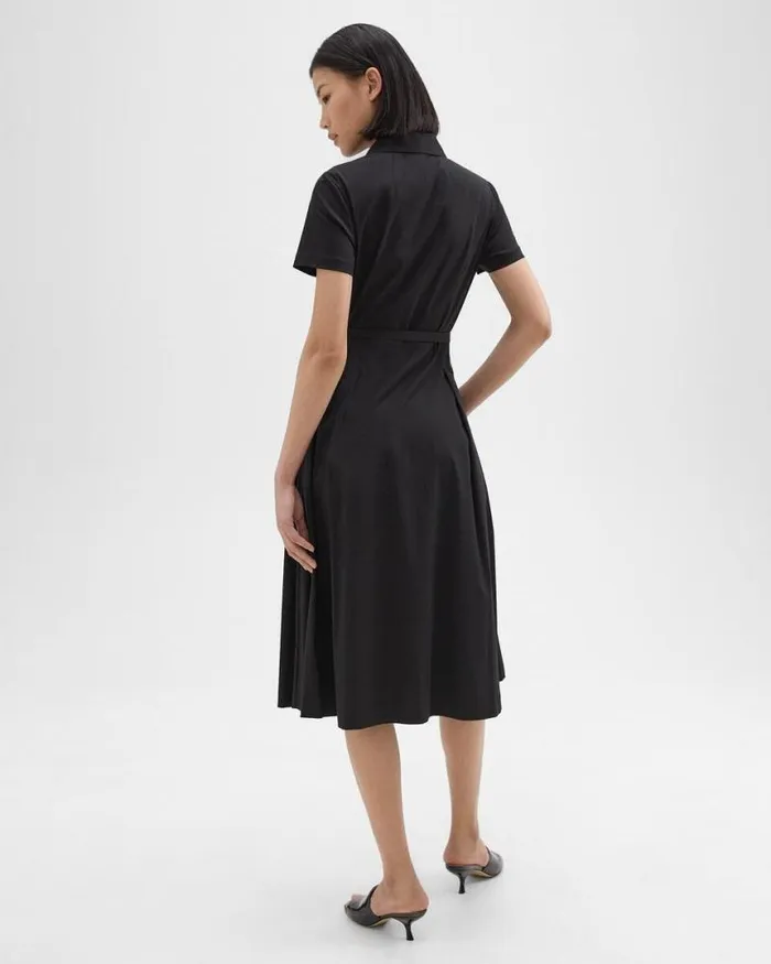Dresses Women Theory ShortSleeve Shirt Dress In Good Cotton Black