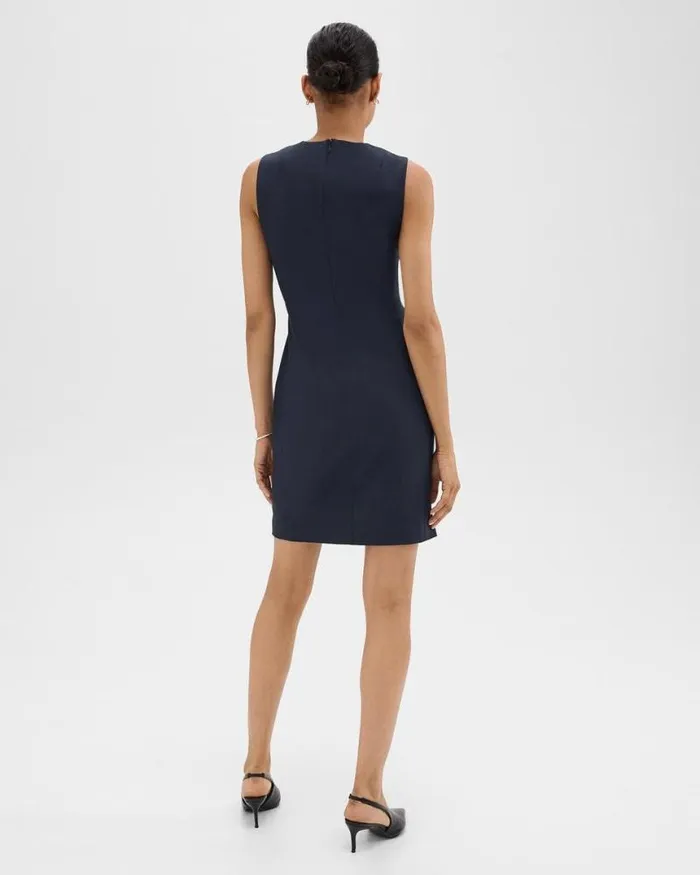 Dresses Women Theory Sleeveless Fitted Dress In Good Wool Nocturne Navy