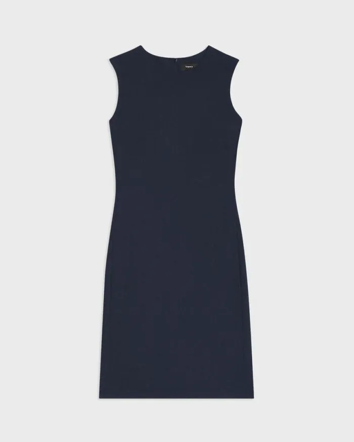 Dresses Women Theory Sleeveless Fitted Dress In Good Wool Nocturne Navy