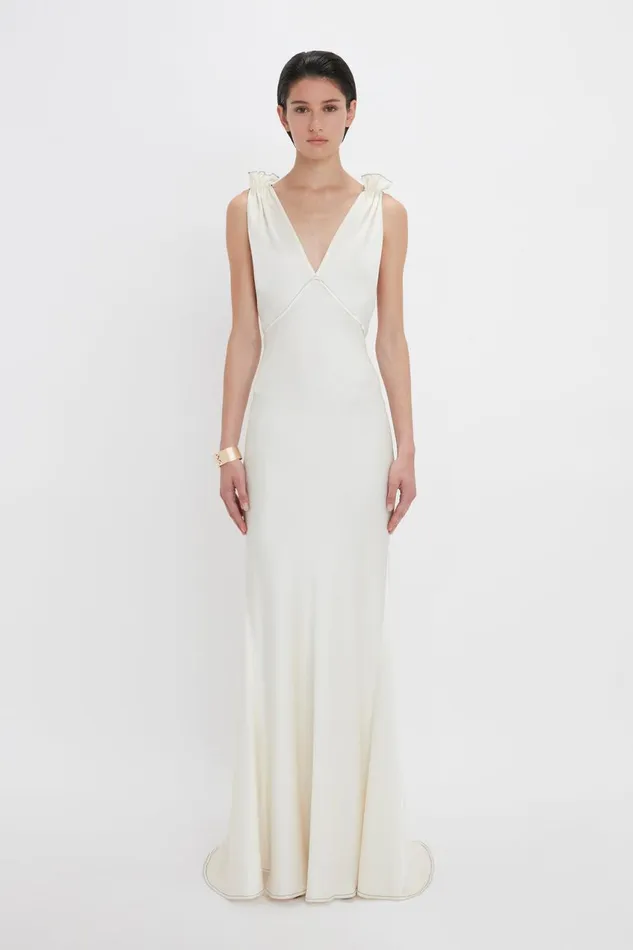 Dresses Women Victoria Beckham Gathered Shoulder FloorLength Cami Gown In Ivory Dresses Women Victoria Beckham Gathered Shoulder FloorLength Cami Gown In Ivory